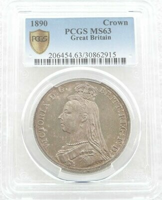 1890 Victoria Jubilee Head St George and the Dragon Crown Silver Coin PCGS MS63