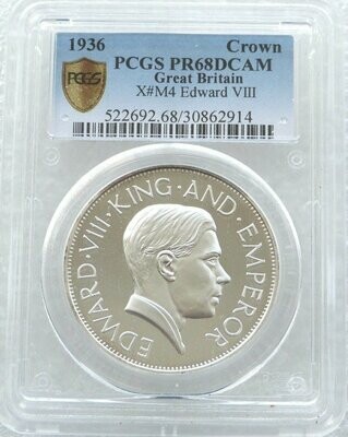 1936 Edward VIII St George and the Dragon Silver Proof Crown Coin PCGS PR68 DCAM