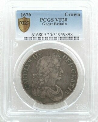 1676 Charles II Octavo Crown Silver Coin PCGS VF20