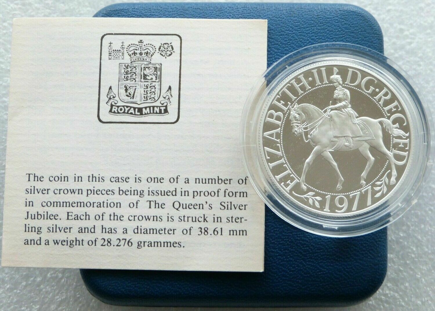 1977 Silver Jubilee 25p Silver Proof Crown Coin Box Coa