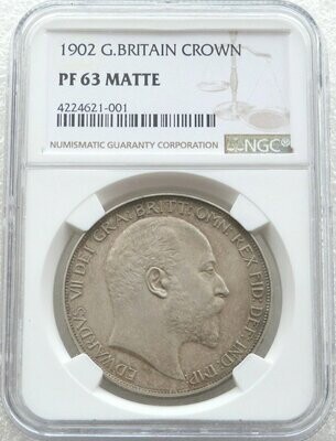 1902 Edward VII Coronation Crown Silver Matte Proof Coin NGC PF63
