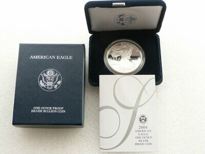 2004-W American Eagle $1 Silver Proof 1oz Coin Box Coa