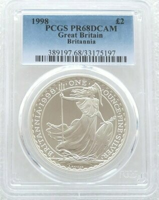 1998 Britannia £2 Silver Proof 1oz Coin PCGS PR68 DCAM
