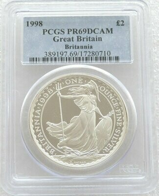 1998 Britannia £2 Silver Proof 1oz Coin PCGS PR69 DCAM