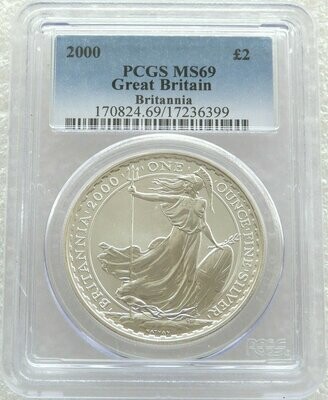 2000 Britannia £2 Silver Bullion 1oz Coin PCGS MS69