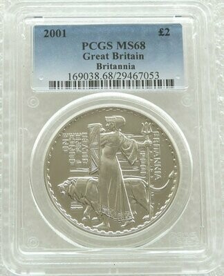 2001 Britannia £2 Silver Bullion 1oz Coin PCGS MS68