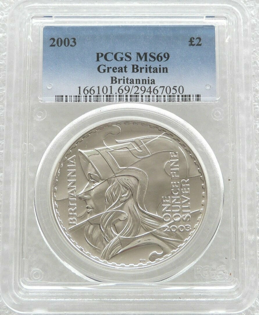 2003 Britannia £2 Silver Bullion 1oz Coin PCGS MS69