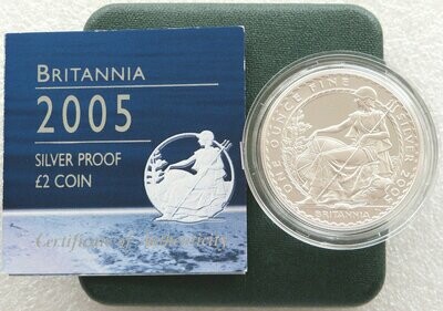 2005 Britannia £2 Silver Proof 1oz Coin Box Coa