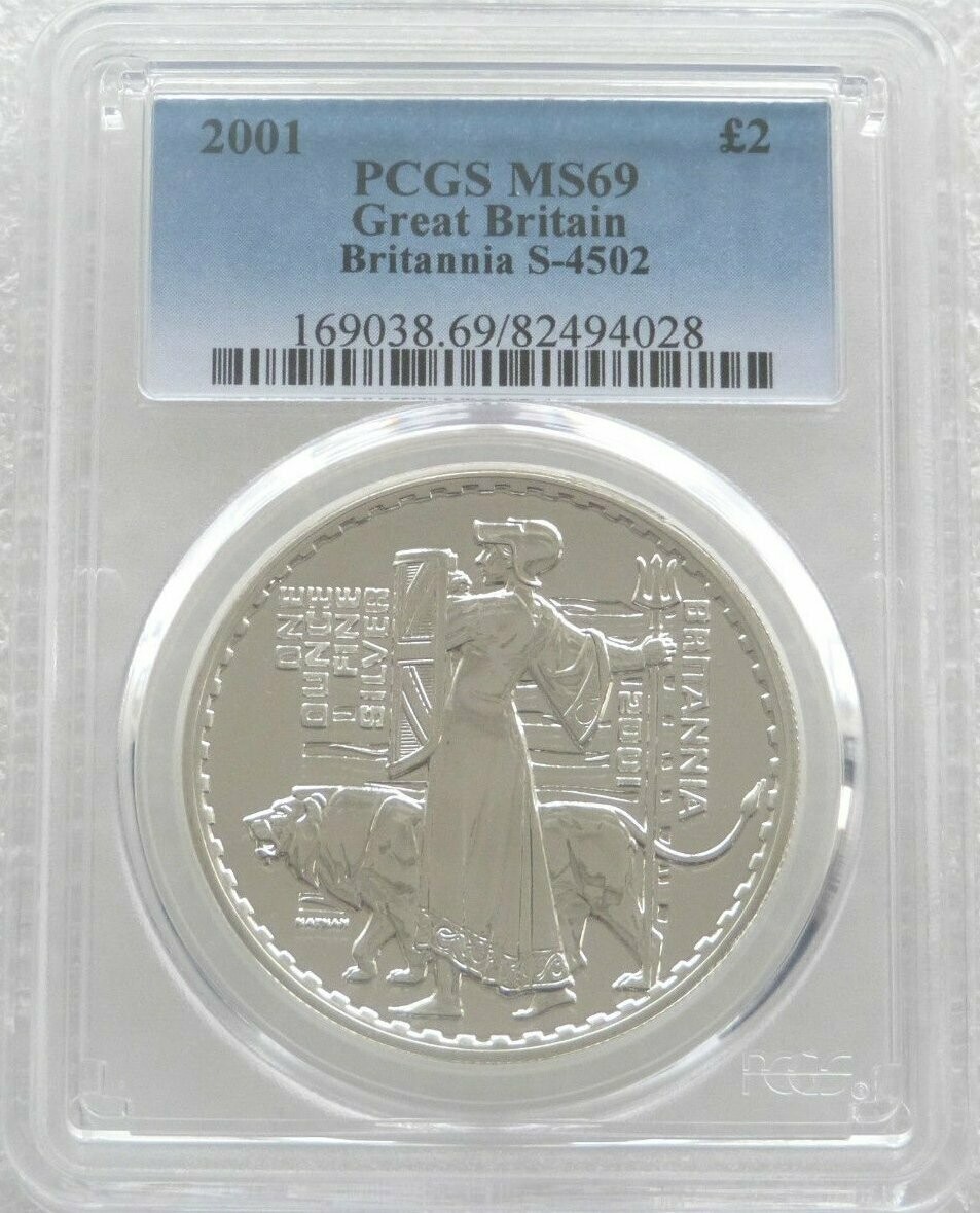 2001 Britannia £2 Silver Bullion 1oz Coin PCGS MS69