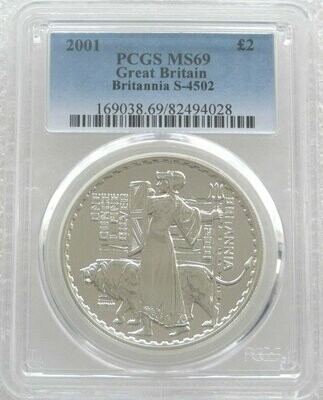 2001 Britannia £2 Silver Bullion 1oz Coin PCGS MS69