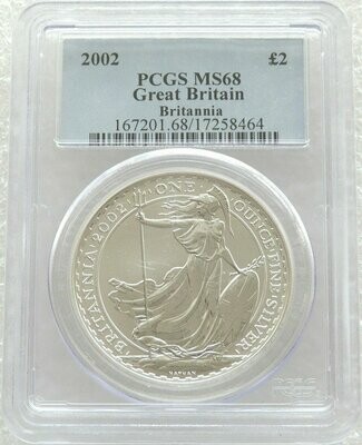 2002 Britannia £2 Silver Bullion 1oz Coin PCGS MS68