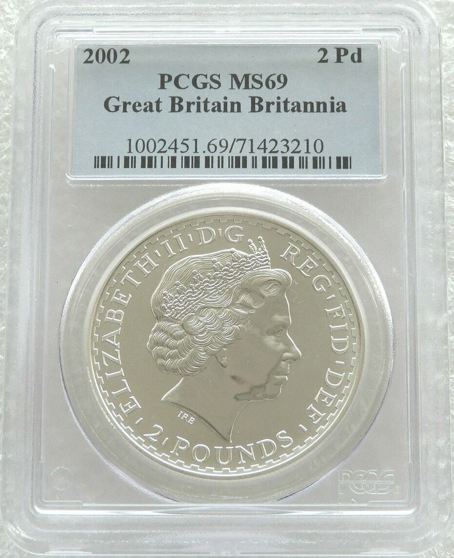 2002 Britannia £2 Silver Bullion 1oz Coin PCGS MS69