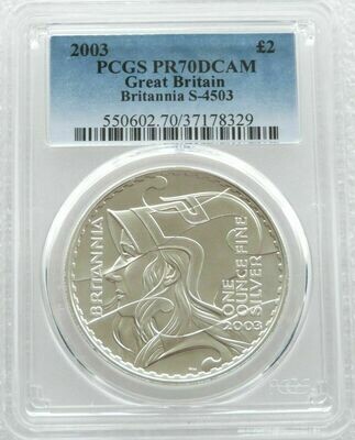 2003 Britannia £2 Silver Proof 1oz Coin PCGS PR70 DCAM