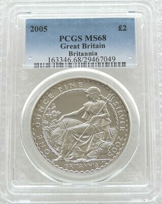 2005 Britannia £2 Silver Bullion 1oz Coin PCGS MS68
