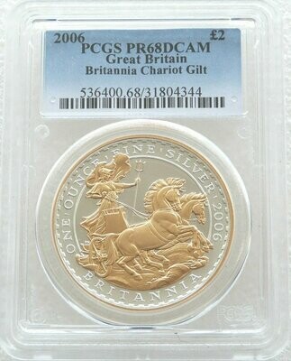 2006 Britannia Chariot £2 Silver Gold Proof 1oz Coin PCGS PR68 DCAM