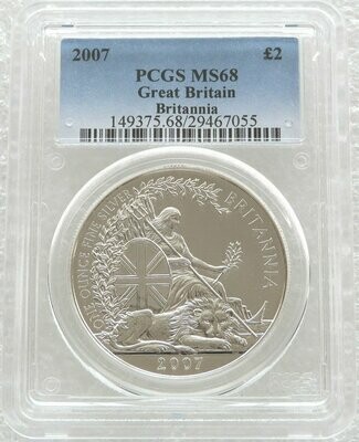 2007 Britannia £2 Silver Bullion 1oz Coin PCGS MS68