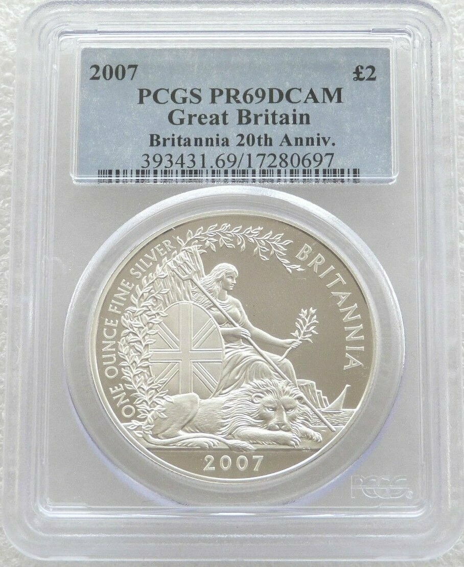 2007 Britannia £2 Silver Proof 1oz Coin PCGS PR69 DCAM