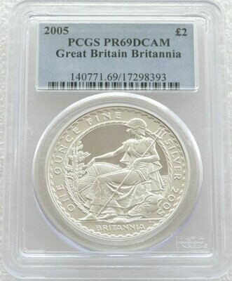 2005 Britannia £2 Silver Proof 1oz Coin PCGS PR69 DCAM