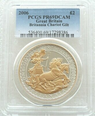 2006 Britannia Chariot £2 Silver Gold Proof 1oz Coin PCGS PR69 DCAM