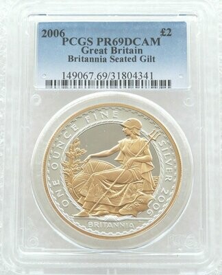 2006 Britannia Seated Figure £2 Silver Gold Proof 1oz Coin PCGS PR69 DCAM
