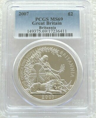 2007 Britannia £2 Silver Bullion 1oz Coin PCGS MS69