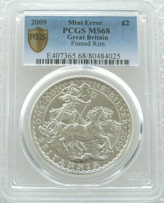 2009 Britannia £2 Silver Bullion 1oz Coin PCGS MS68 Mint Error