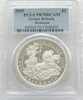 2009 Britannia £2 Silver Proof 1oz Coin PCGS PR70 DCAM