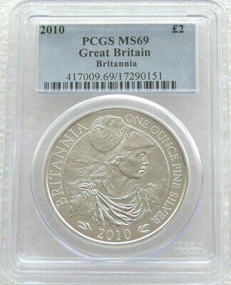 2010 Britannia £2 Silver Bullion 1oz Coin PCGS MS69