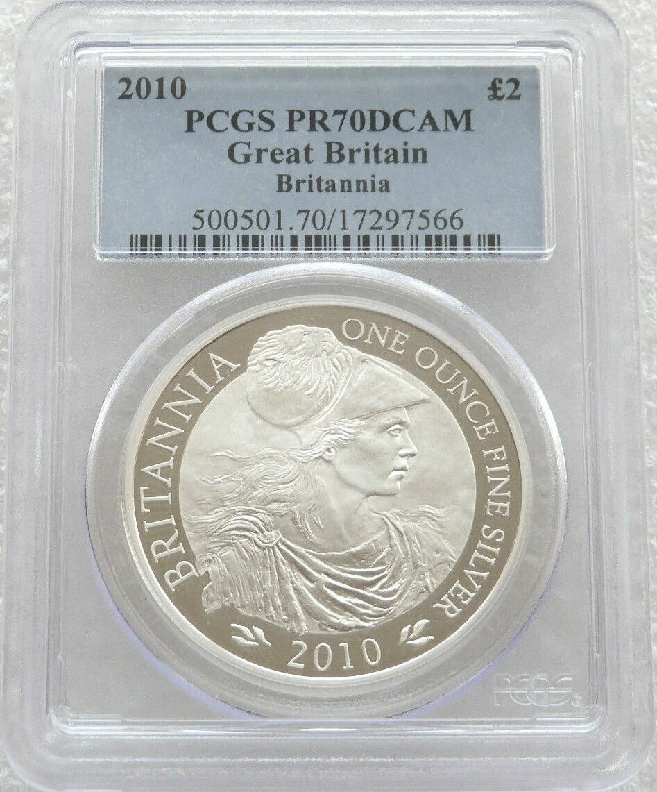 2010 Britannia £2 Silver Proof 1oz Coin PCGS PR70 DCAM