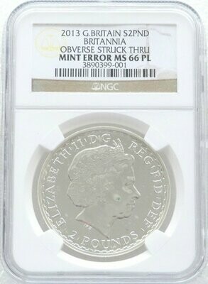 2013 Britannia £2 Silver Bullion 1oz Coin NGC MS66 PL Mint Error