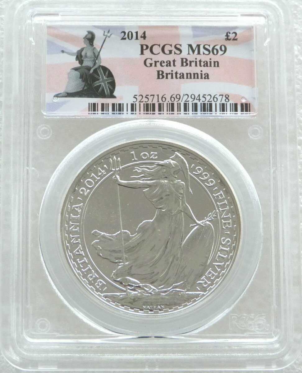 2014 Britannia £2 Silver Bullion 1oz Coin PCGS MS69