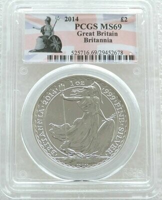 2014 Britannia £2 Silver Bullion 1oz Coin PCGS MS69