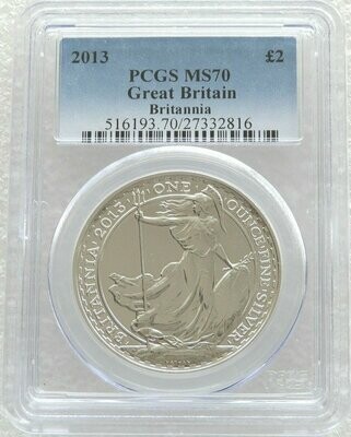 2013 Britannia £2 Silver Bullion 1oz Coin PCGS MS70