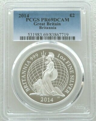 2014 Britannia £2 Silver Proof 1oz Coin PCGS PR69 DCAM