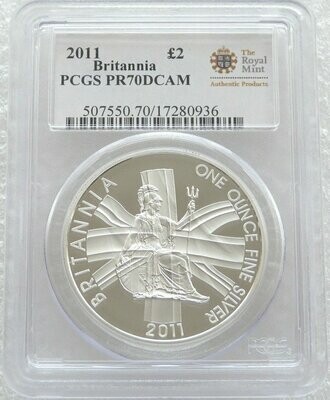 2011 Britannia £2 Silver Proof 1oz Coin PCGS PR70 DCAM