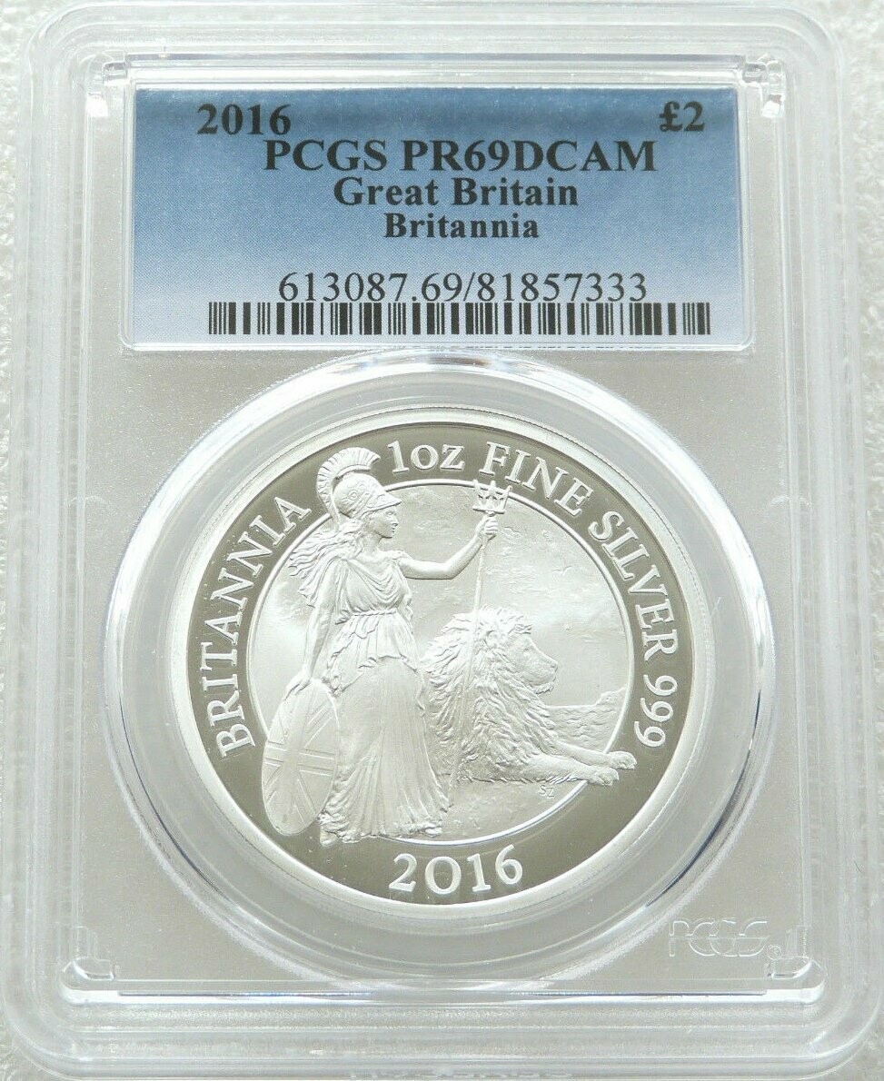2016 Britannia £2 Silver Proof 1oz Coin PCGS PR69 DCAM