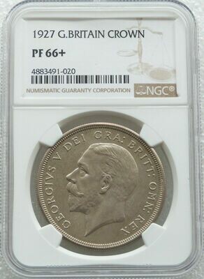 1927 George V Bare Head Silver Proof Wreath Crown Coin NGC PF66+