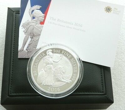 2016 Britannia £10 Silver Proof 5oz Coin Box Coa - Mintage 533