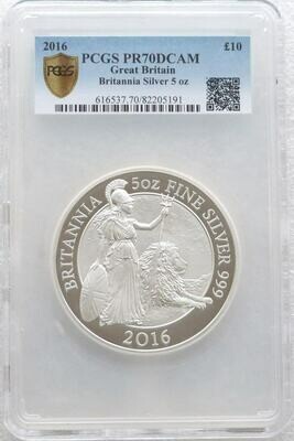 2016 Britannia £10 Silver Proof 5oz Coin PCGS PR70 DCAM - Mintage 533