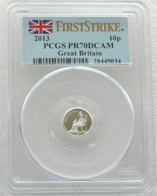 2013 Britannia 10p Silver Proof 1/20oz Coin PCGS PR70 DCAM First Strike