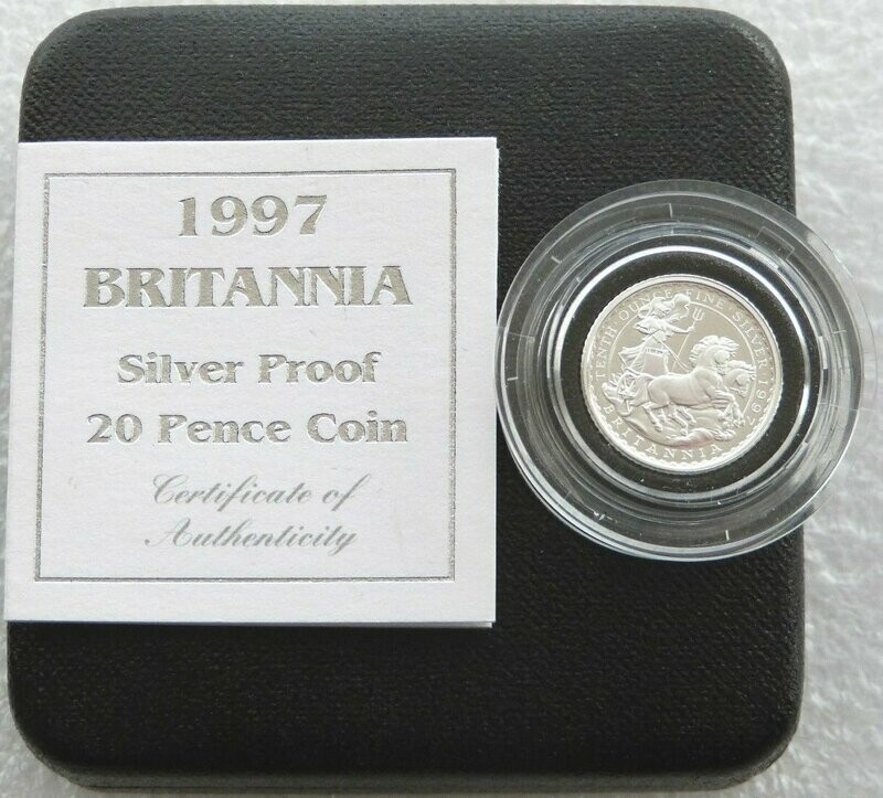 1997 Britannia 20p Silver Proof 1/10oz Coin Box Coa