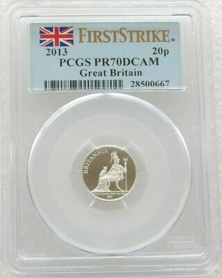 2013 Britannia 20p Silver Proof 1/10oz Coin PCGS PR70 DCAM First Strike