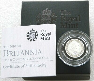 2010 Britannia 20p Silver Proof 1/10oz Coin Box Coa