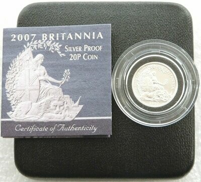 2007 Britannia 20p Silver Proof 1/10oz Coin Box Coa