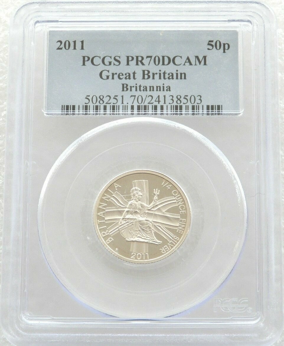 2011 Britannia 50p Silver Proof 1/4oz Coin PCGS PR70 DCAM