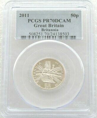 2011 Britannia 50p Silver Proof 1/4oz Coin PCGS PR70 DCAM