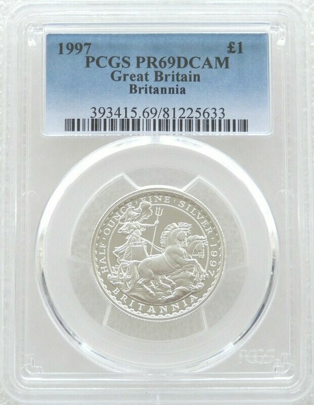 1997 Britannia £1 Silver Proof 1/2oz Coin PCGS PR69 DCAM