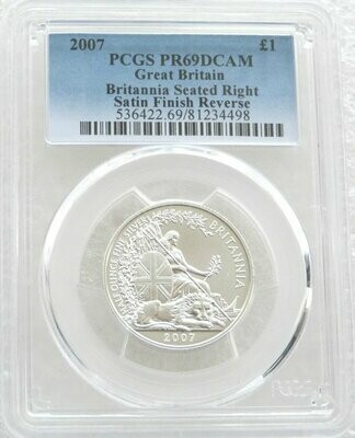 2007 Britannia £1 Silver Matte Proof 1/2oz Coin PCGS PR69 DCAM - 2007 Design