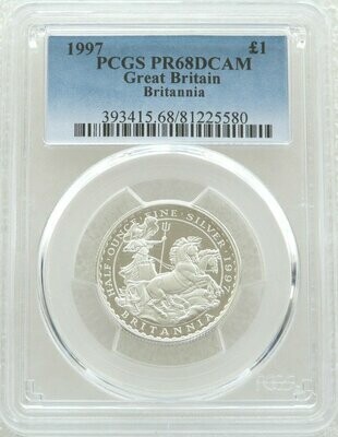 1997 Britannia £1 Silver Proof 1/2oz Coin PCGS PR68 DCAM