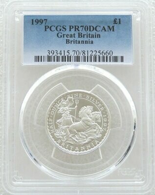 1997 Britannia £1 Silver Proof 1/2oz Coin PCGS PR70 DCAM